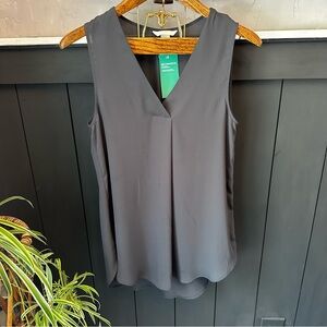NEW H&M Charcoal V-Neck‎ Gray Drapey Semi Sheer Tank Top Blouse size 8